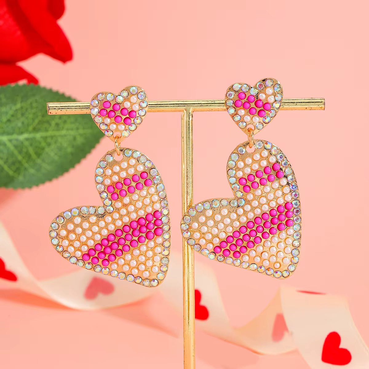 Beaded Valentines Earrings