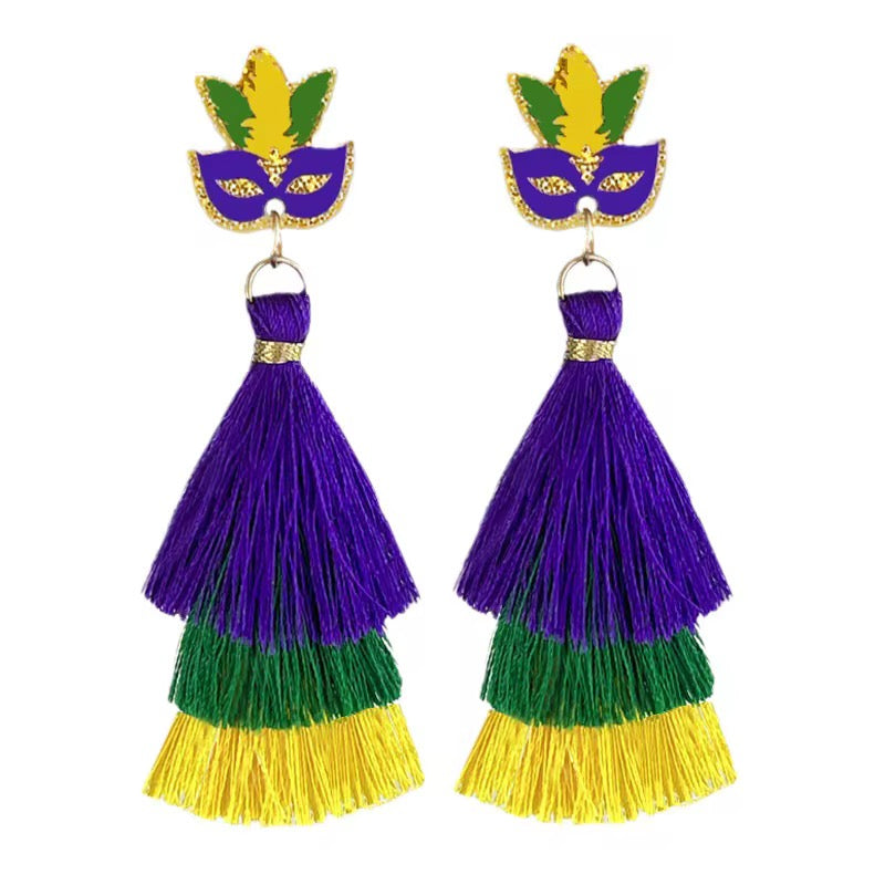Mardi Grass Earrings 💜💚💛