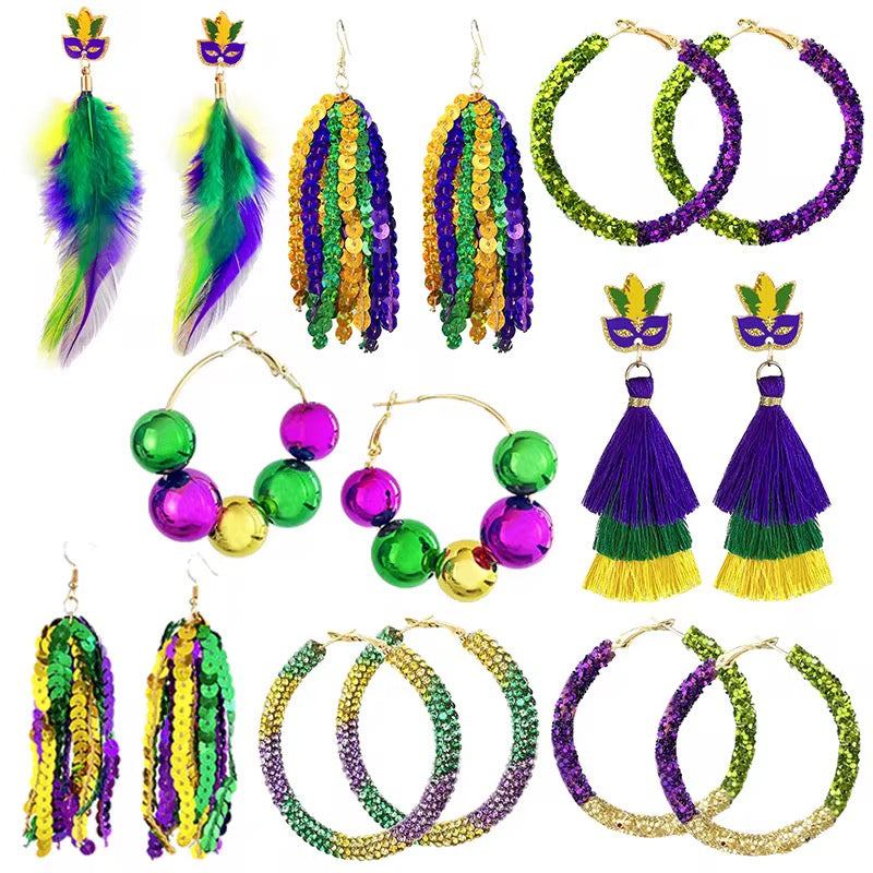 Mardi Grass Earrings 💜💚💛