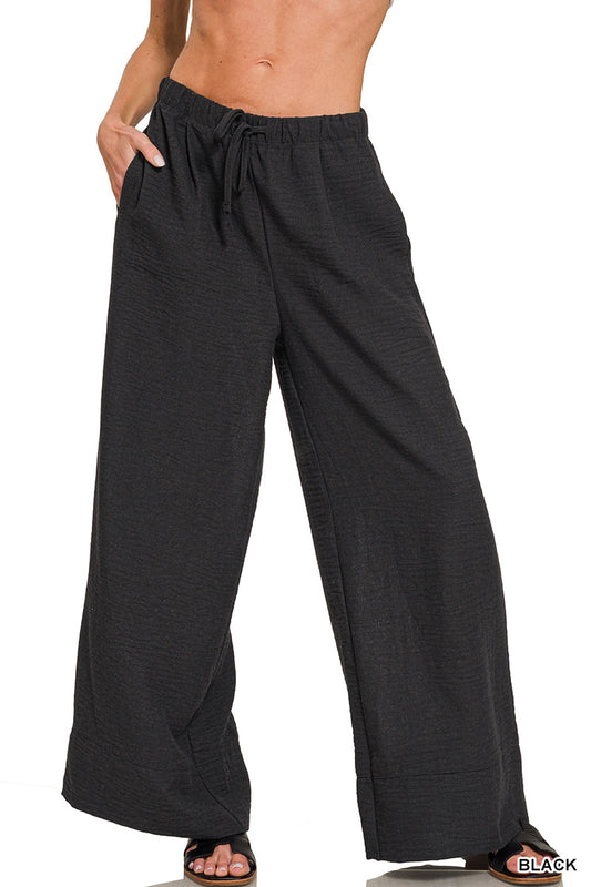 Black Airflow Drawstring Pants