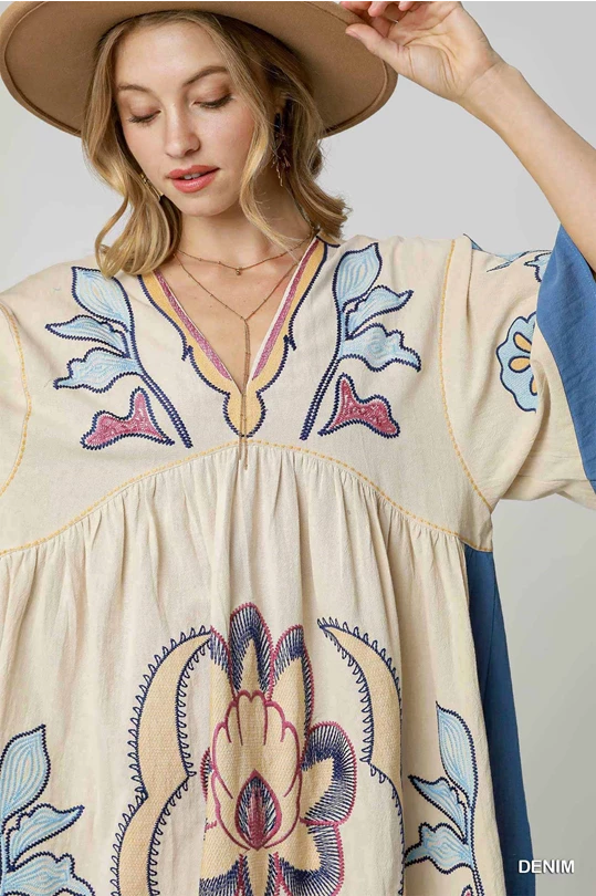 Embroidered Kaftan Dress