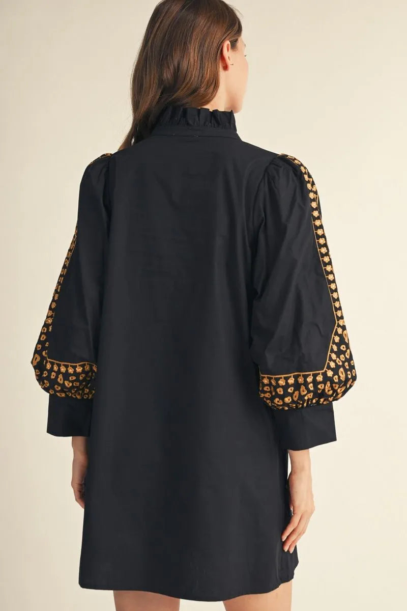 Embroidered Leopard Dress