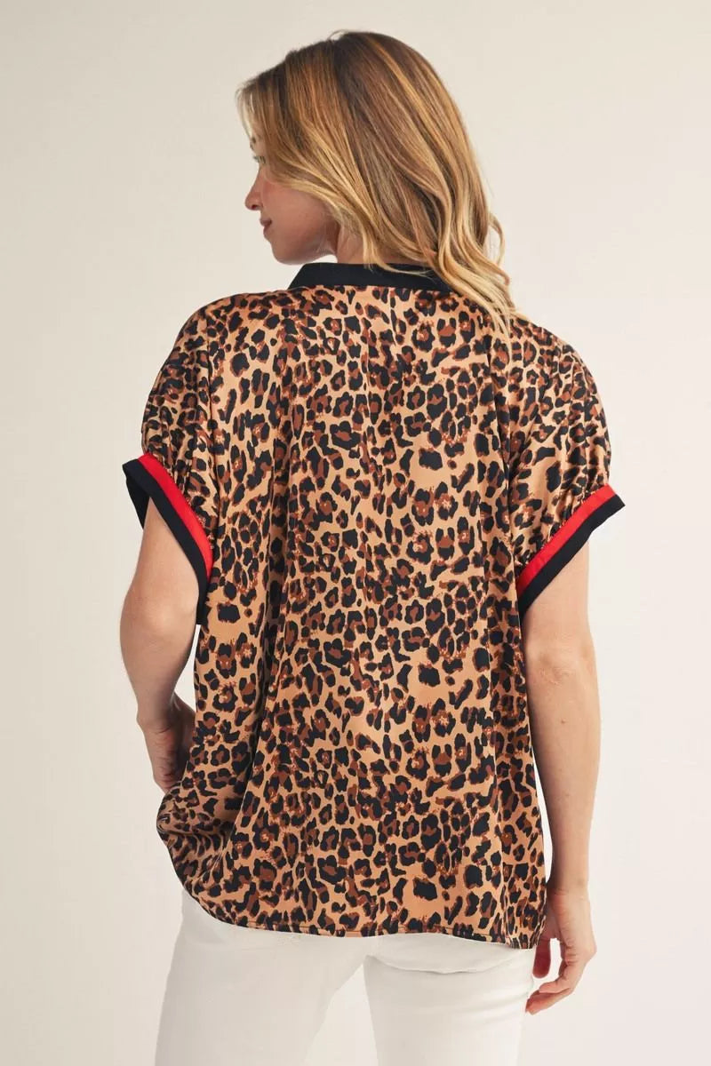 Contrast Accent Leopard Top