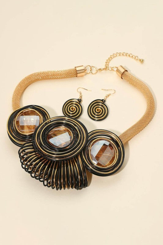 Black Coil Statement Necklace