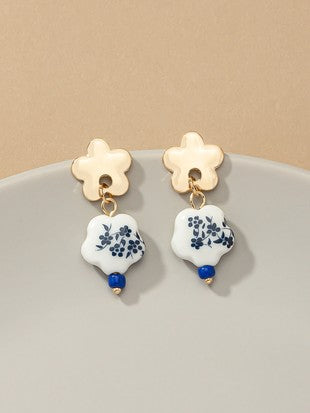 Floral Porcelain Drop Earrings