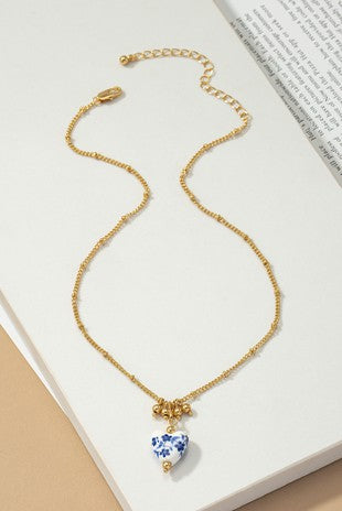 Porcelain Heart Pendant Necklace