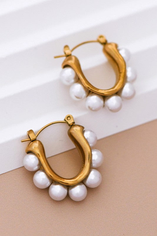 Gold & Pearl Hoops