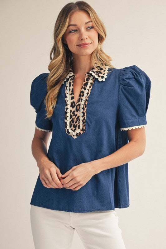 Lovely Puff Denim Top