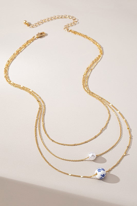 Porcelain Drop Layered Necklace