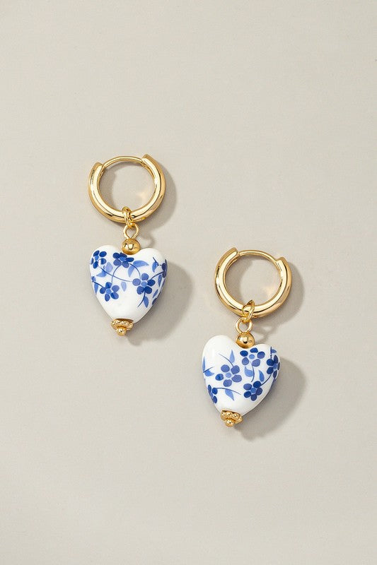 Floral Ceramic Huggie Earrings