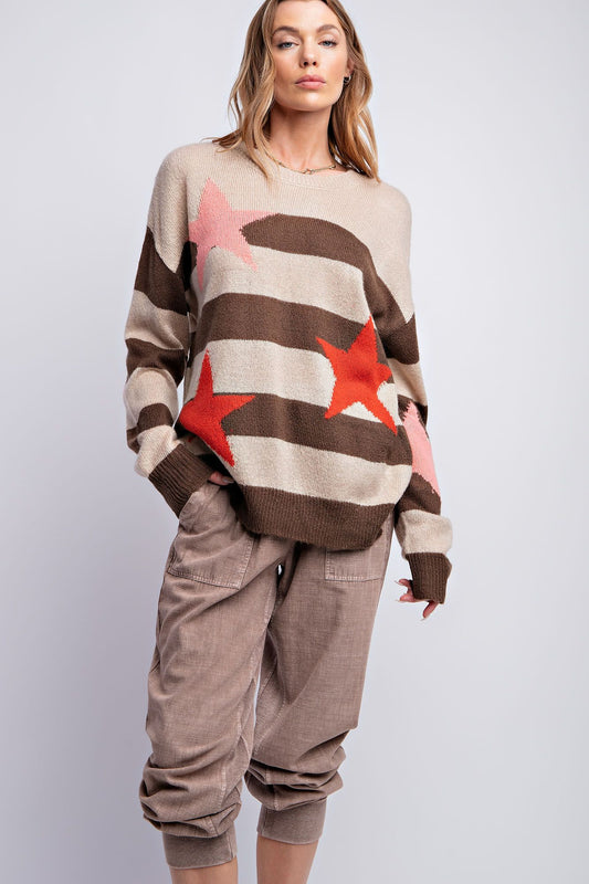 Khaki + Brown Star Sweater