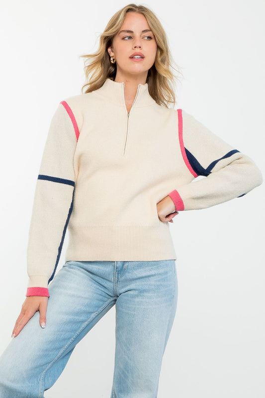 Rib Knit Half Zip Sweater