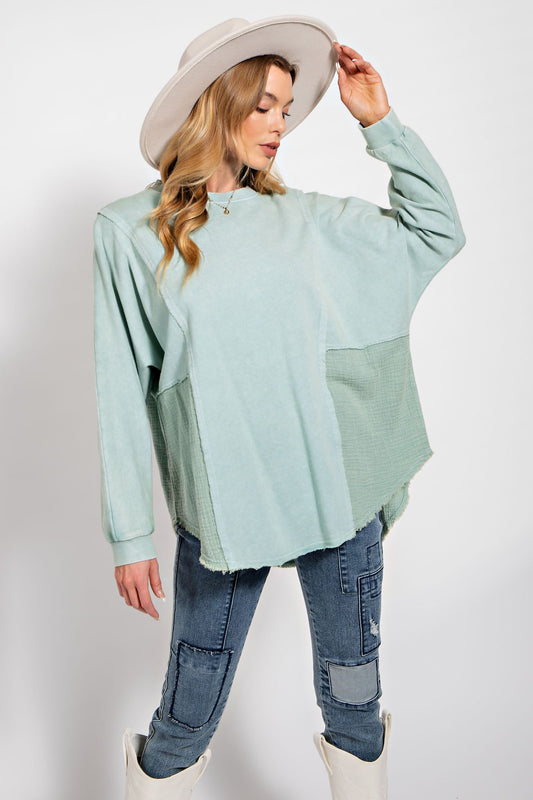 Sage Washed Terry Tunic Pullover