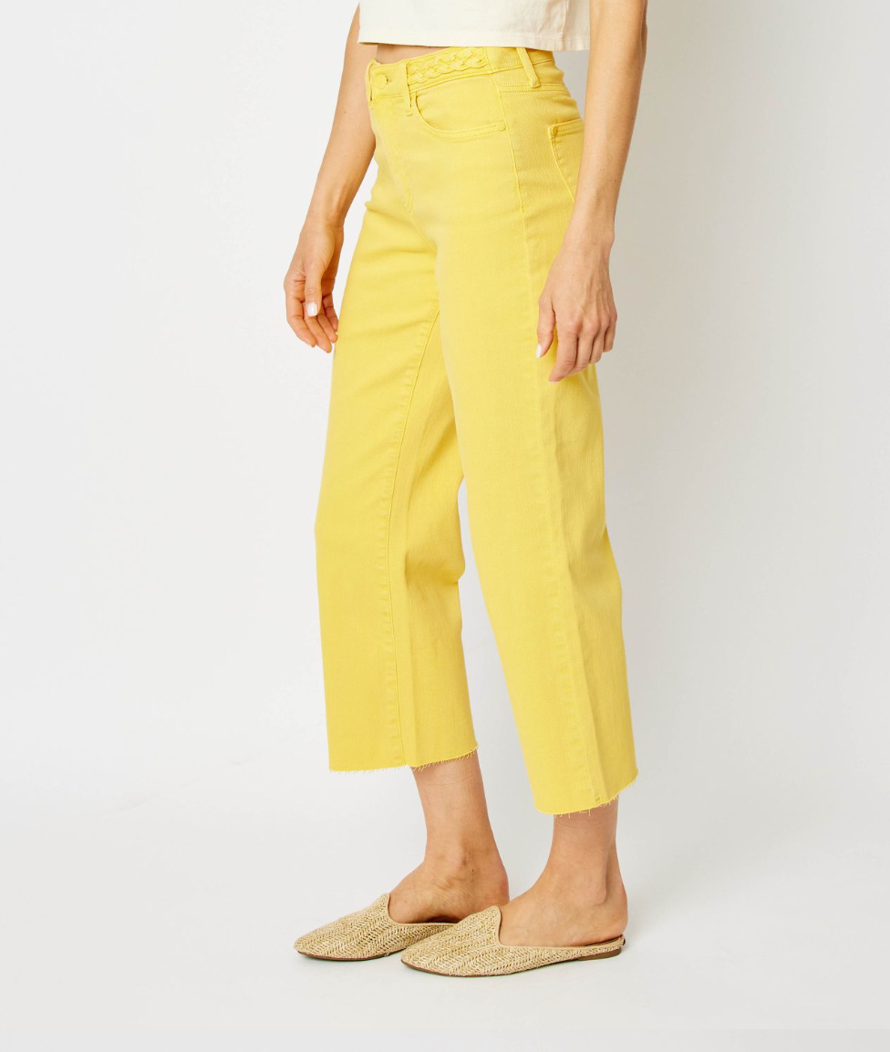 High Waist Yellow Wide Leg Crop Jean