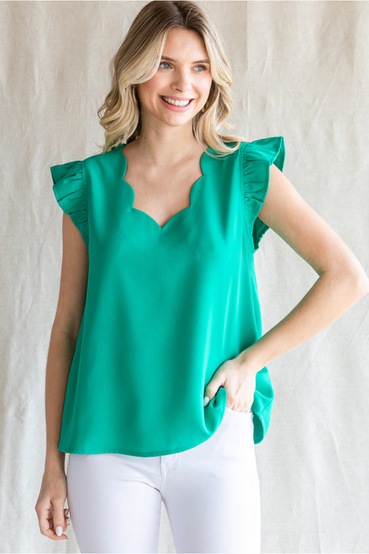 Kelly Green Scallop Top