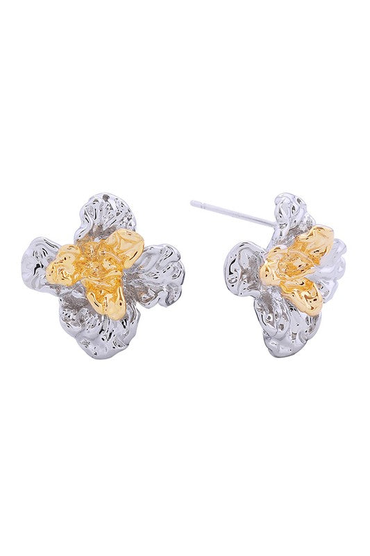 Mixed Metal Magnolia Earrings