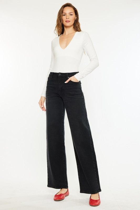 Black Wide Leg Highrise Jeans