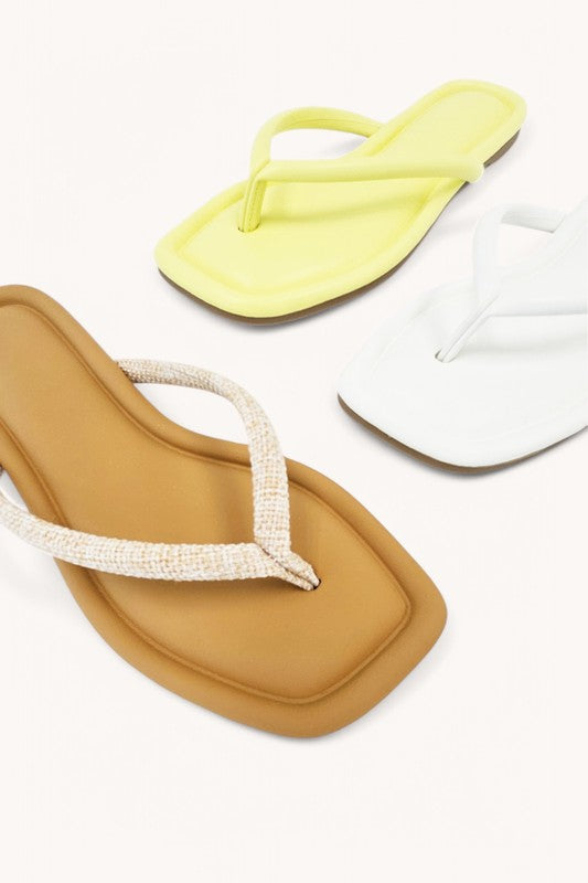 Priscilla Beige Linen Flops