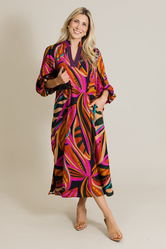 Boho Floral Midi Dress