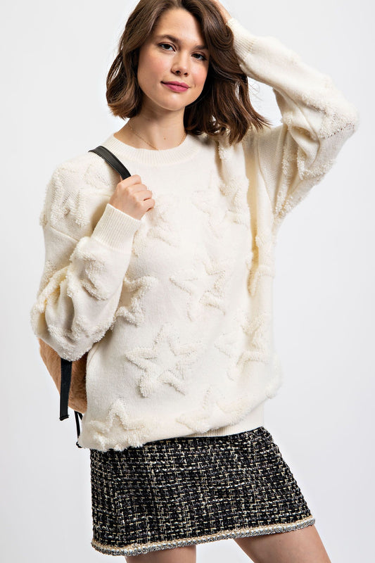 Cream Star Patterned Sweater