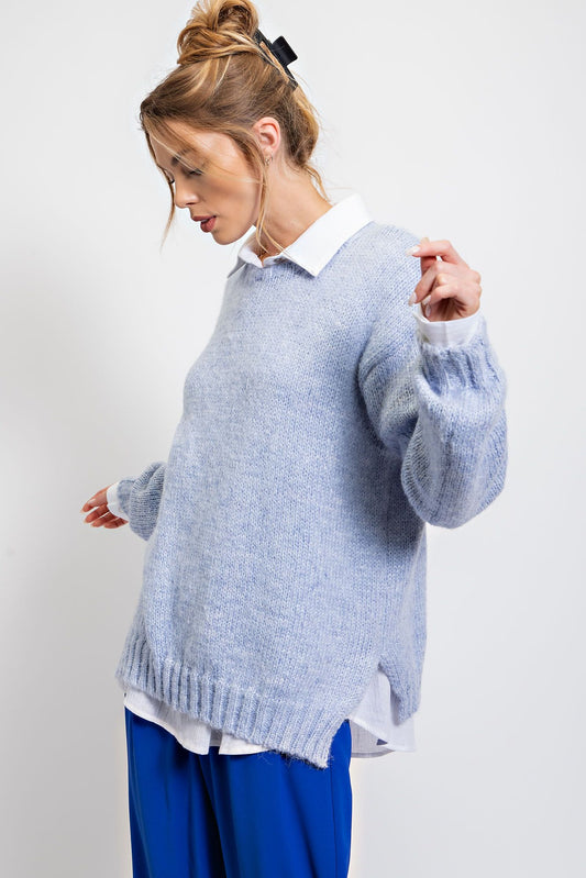 Peri Blue Melange Knitted Sweater