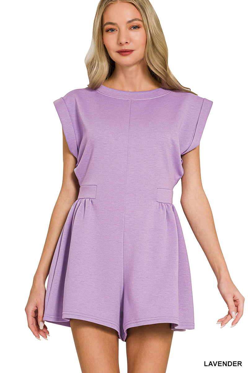 Lavender Scuba Open Back Romper