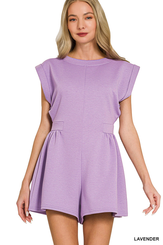 Lavender Scuba Open Back Romper