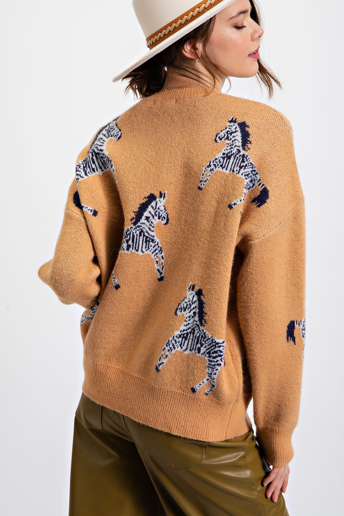 Plus Size Camel Zebra Sweater