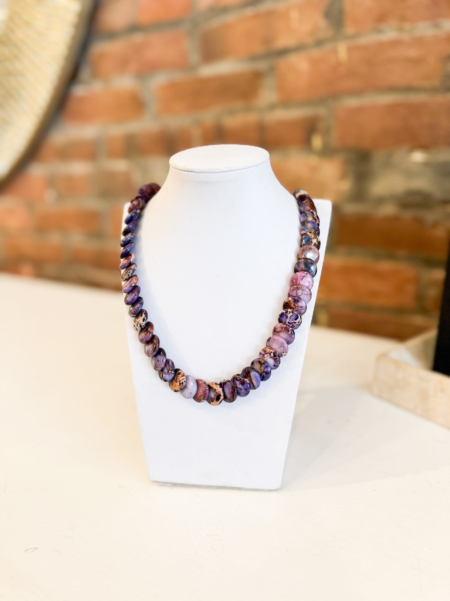 Purple Disk Gemstone Necklace