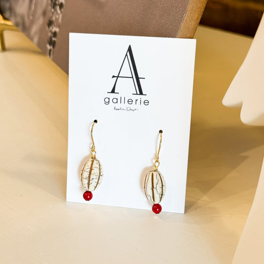 White Turquoise & Coral Stone Earrings