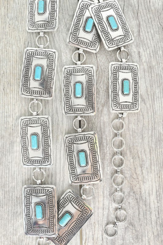 Turquoise Concho Chain Belt