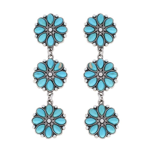 Turquoise Flower Concho Earrings