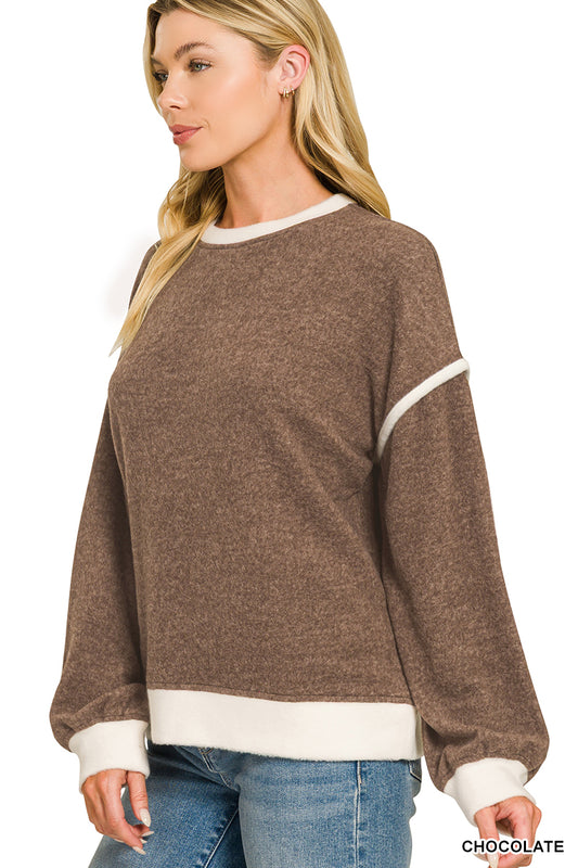 Brushed Melange Chocolate Sweater