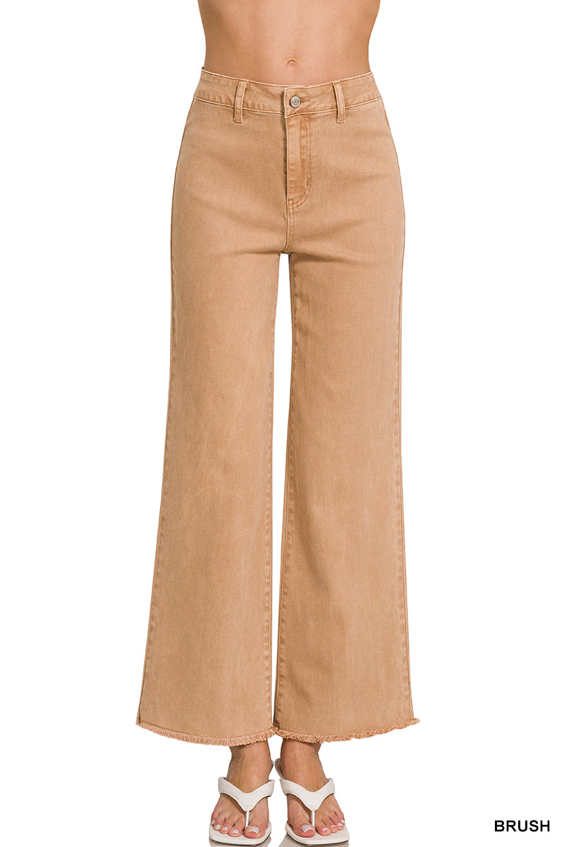 Brush Frayed Hem Bootcut Pants
