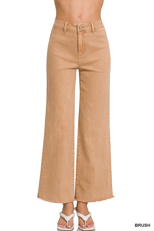 Brush Frayed Hem Bootcut Pants