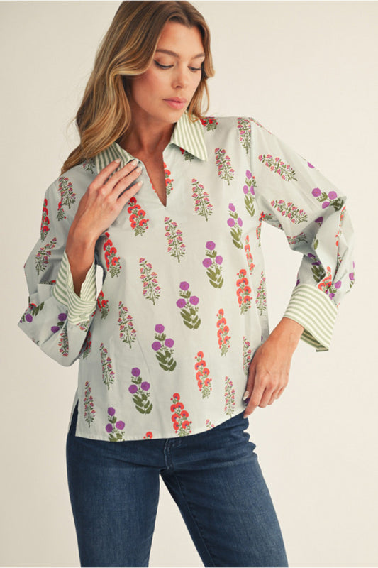 Minty Floral Blouse