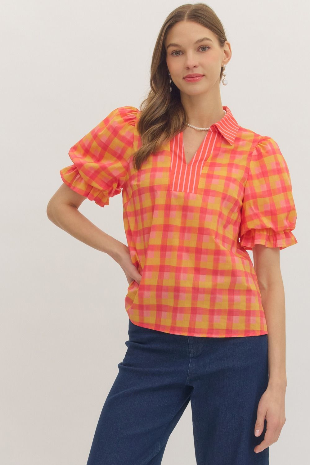 Checkered Tangerine Top 🍊