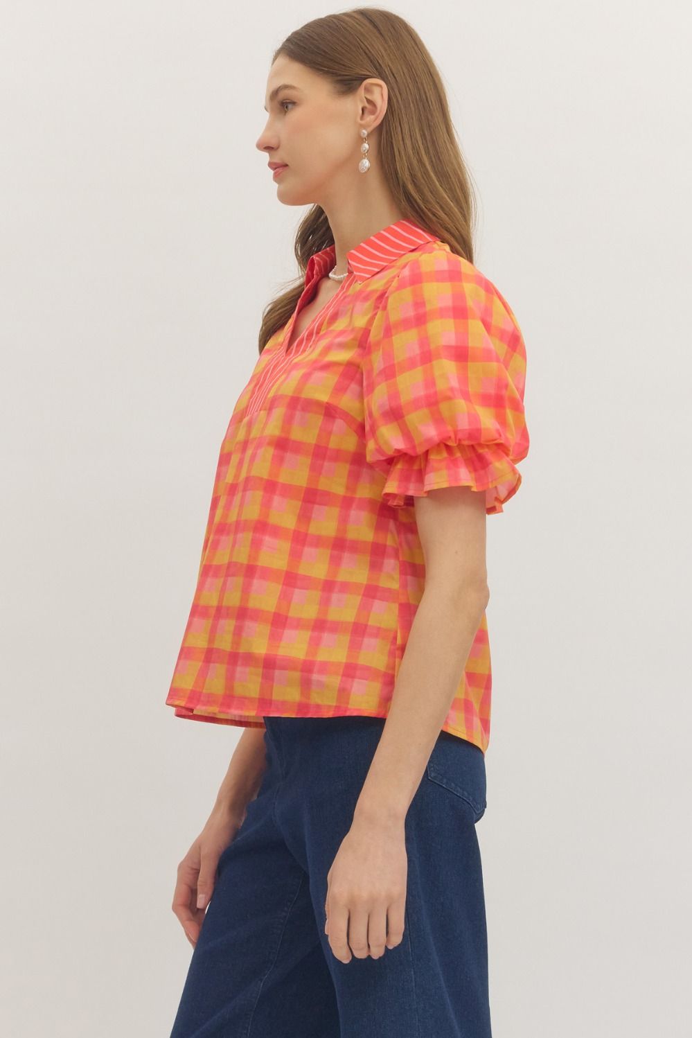 Checkered Tangerine Top 🍊
