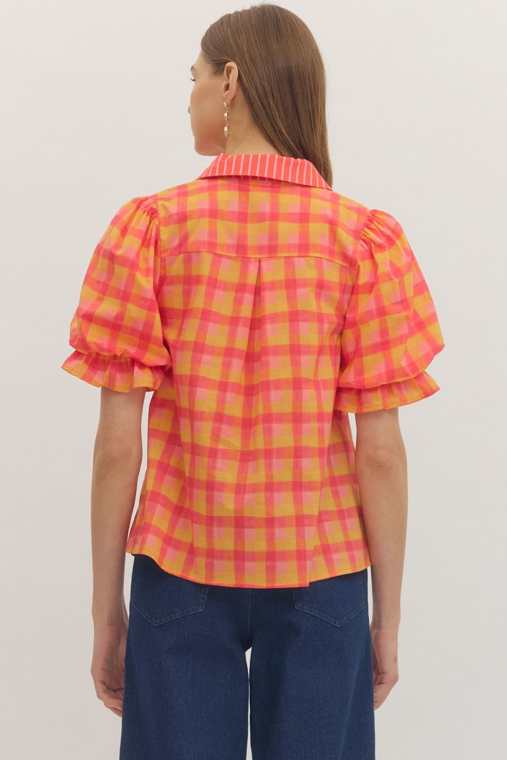 Checkered Tangerine Top 🍊