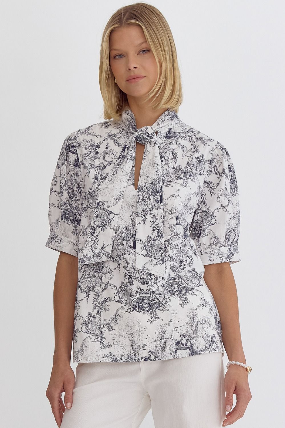 Antique Printed Self Tie Blouse