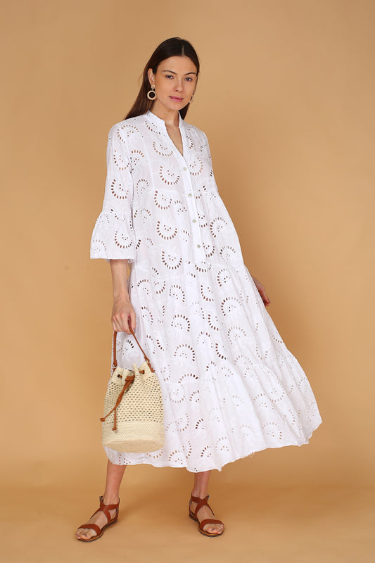 White English Embroidery Dress | Made in ITALY