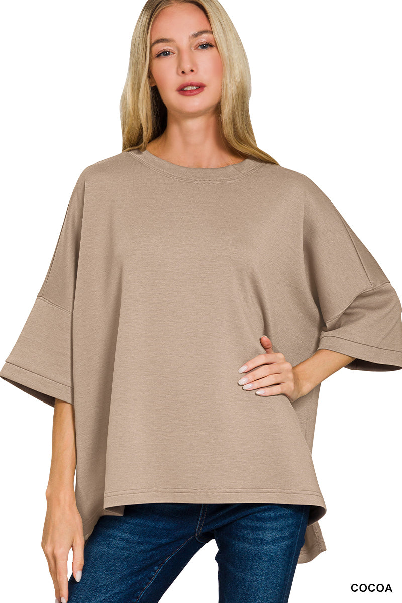 Cocoa Round Neck Scuba Top