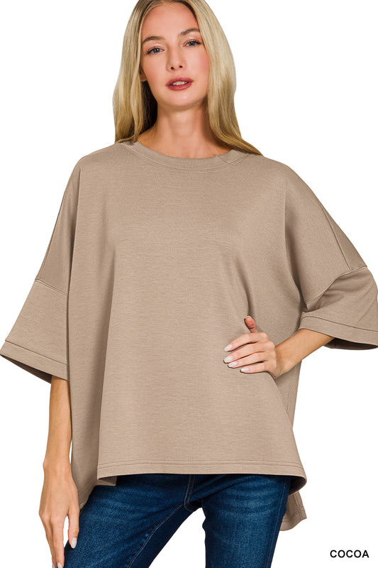 Cocoa Round Neck Scuba Top