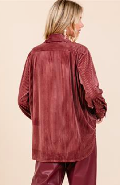 Marsala Velvet Button Down