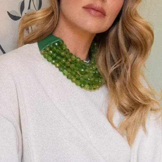 Chunky Beaded Layered Necklace in Green