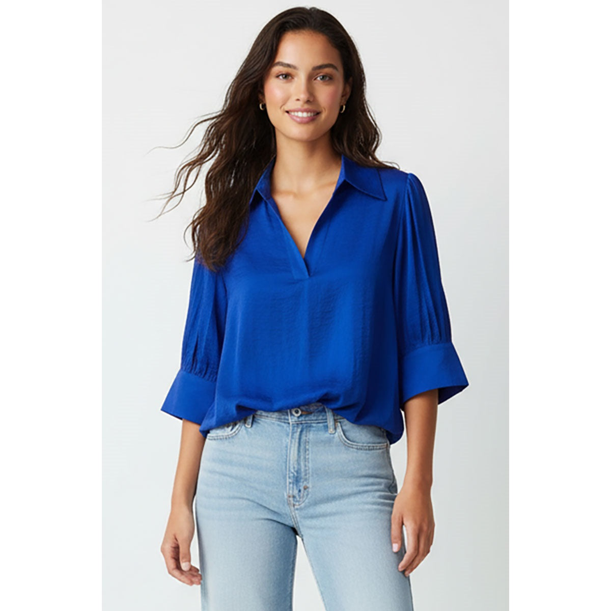 Hi-Lo Bubble Hem Blouse