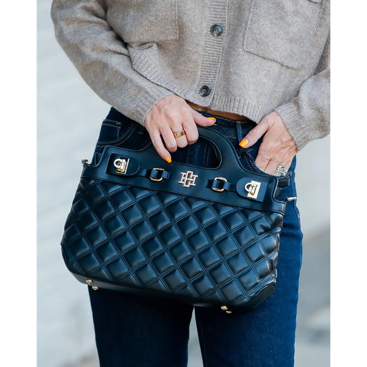 Savannah Handbag in Quilted Black