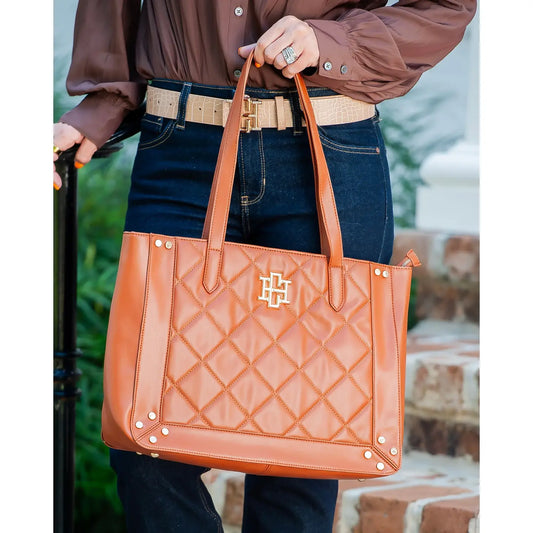 Sophie Zippered Tote in Saddle