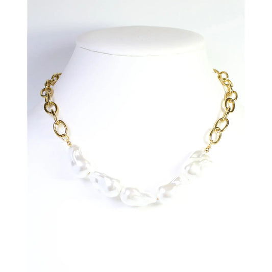 Darya Baroque Pearl Link Necklace Wp Gold