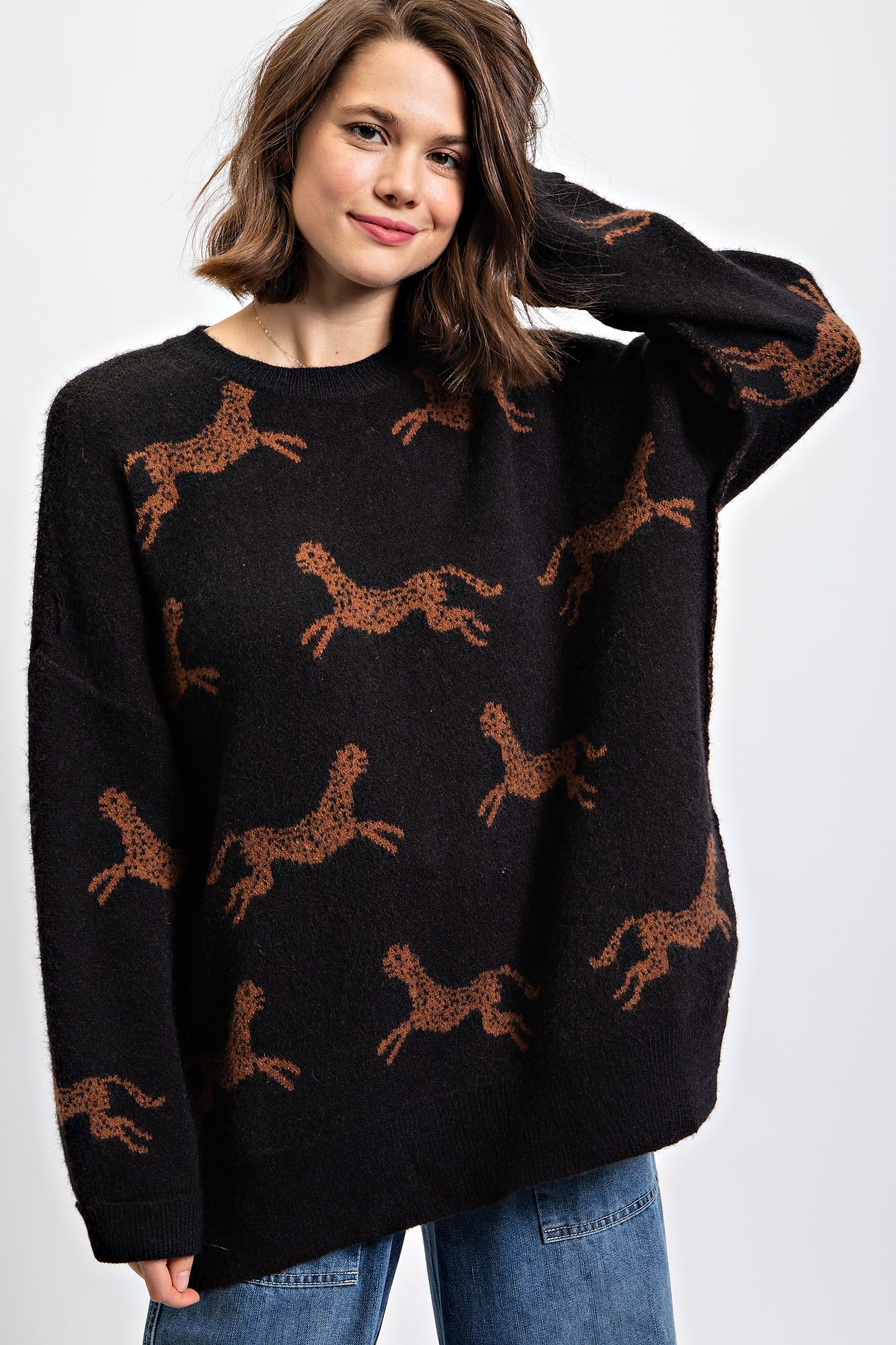 Slouchy Cheetah Print Sweater
